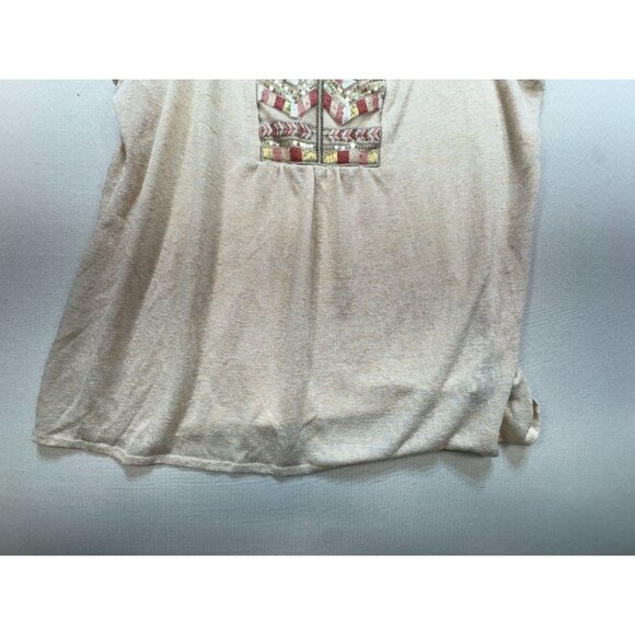 Knox Rose Embellished Tank Top Size XL Beige Embroidered Sleeveless Sequins Boho - Picture 7 of 13